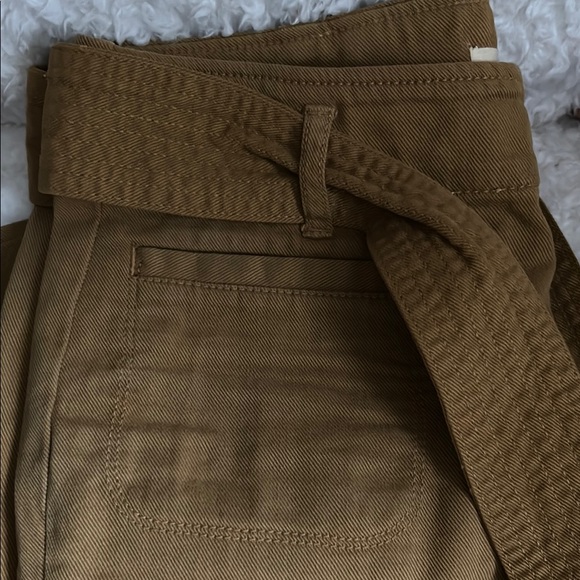 Loft .Tan Cropped Pants with Belt - Picture 3 of 4